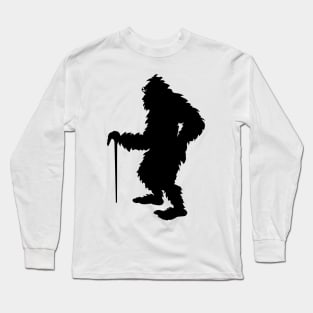 Bigfoot Elderly Senior Old Man Walking With His Crutch Long Sleeve T-Shirt